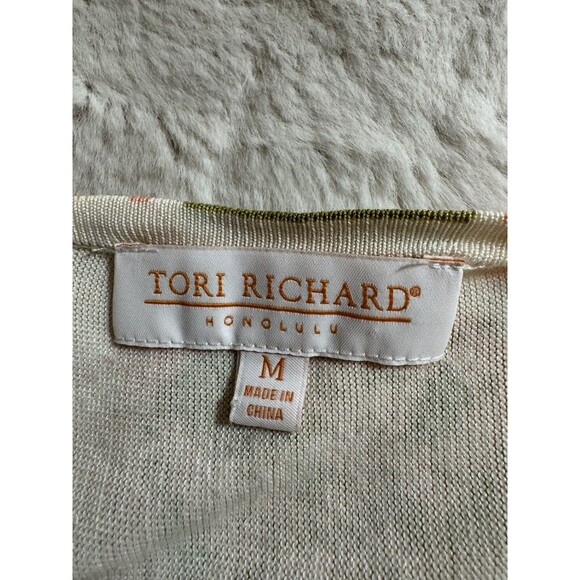 Tori Richard Kimono Sweater Green Pink Floral Hawaiian Silk Blend Size M - Picture 4 of 7